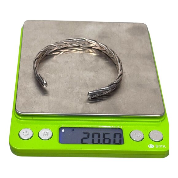 Sterling Silver Braided Old Pawn Cuff Bracelet Size 6.5" Signed Made In Mexico - Picture 7 of 8